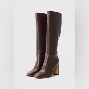 Steve Madden Ally Brown Leather Knee-High Heeled Boots Sz 6 BNWB
